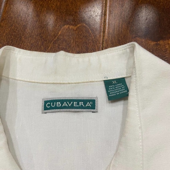 Cubavera Tropical Linen Rayon Blend Cream Button Front Men's Shirt Sz XL - Picture 5 of 9